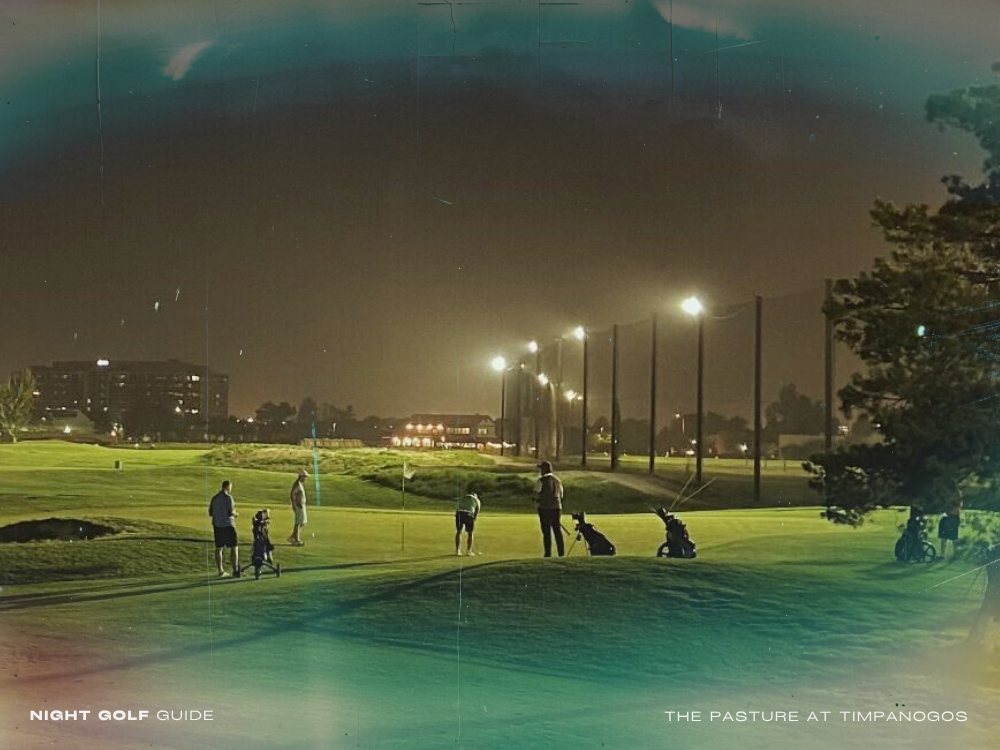 As the sky darkens, The Pasture at Timpanogos becomes a peaceful yet lively night golf destination in the heart of Utah County.